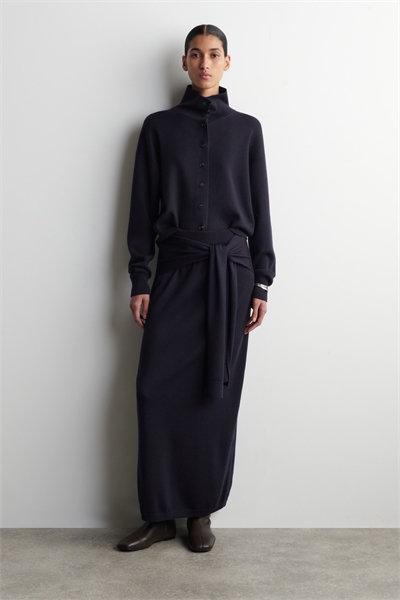 Юбка миди из мериносовой шерсти с завязками артикул 1319337001