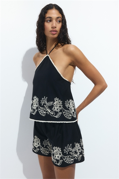 Пляжные шорты из хлопка с вышивкой артикул 1329969001