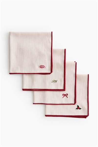 Набор из 4 салфеток с вышивкой артикул 1197530013
