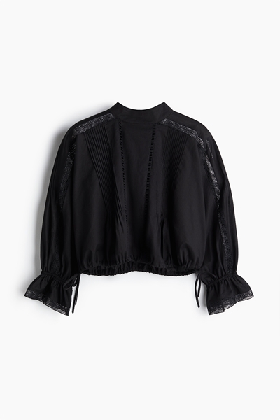 Блузка из хлопка с кружевными вставками артикул 1271121003