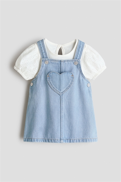 Детский комплект одежды из хлопка: блузка и платье артикул 1316480001