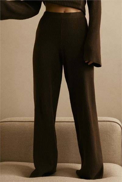 Широкие брюки с ребристой вязкой артикул 1323189001