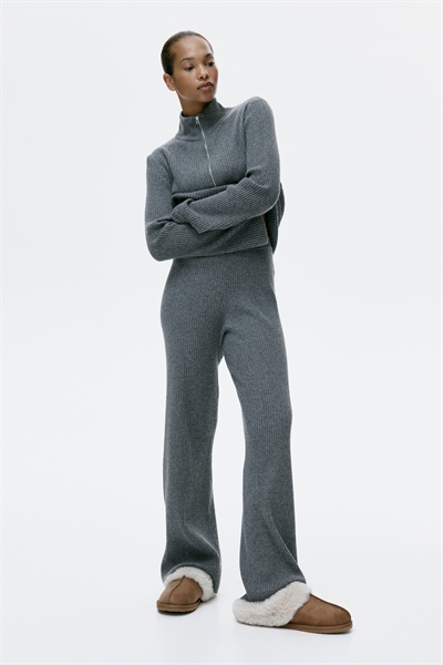 Широкие брюки с ребристой вязкой артикул 1323189002