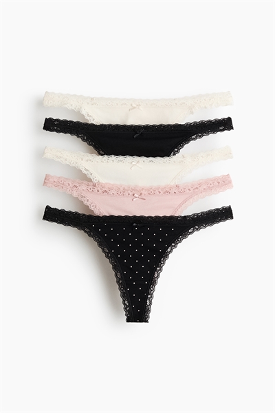 Трусы-стринги танга из хлопка в наборе 5 штук артикул 1305656005