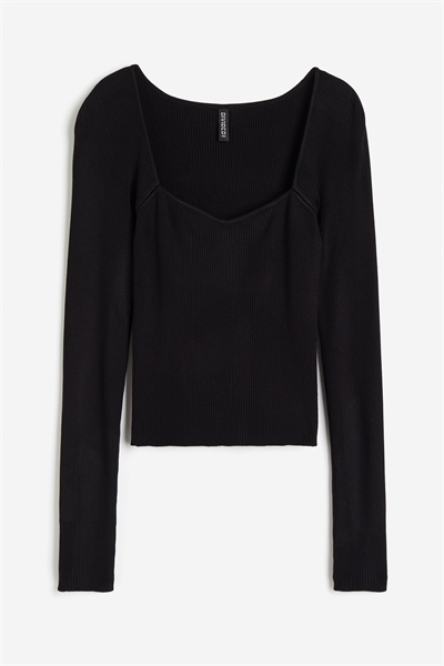 Трикотажный топ с вырезом сердечком артикул 1193196008