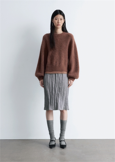 Свитер с рукавами-баллонами из смеси альпаки артикул 1308425003