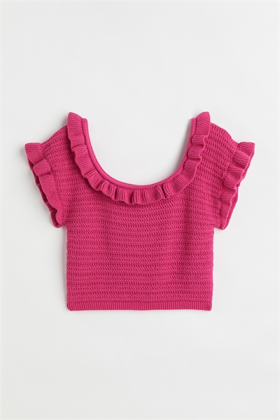 H&M+ Обрезанный топ с отделкой воланами артикул 1083971002