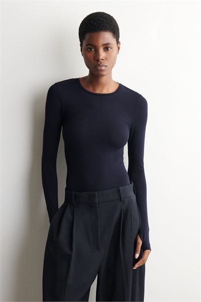 Хлопковый топ с длинными рукавами артикул 1326265004