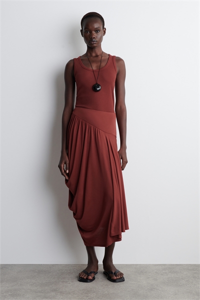 Асимметричная драпированная юбка-миди артикул 1294630001