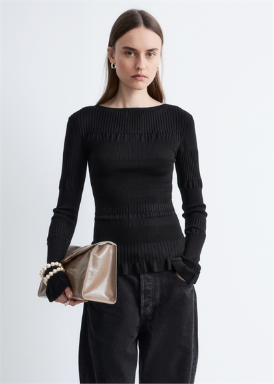 Топ с длинными рукавами и ребристой текстурой артикул 1307821001