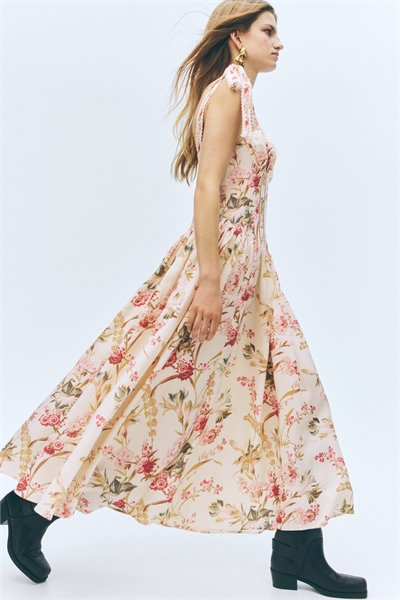 Платье с завязками из смесовой ткани с добавлением льна артикул 1322346001