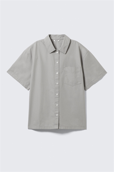 Рубашка оверсайз с короткими рукавами из плотного хлопка артикул 1289735002