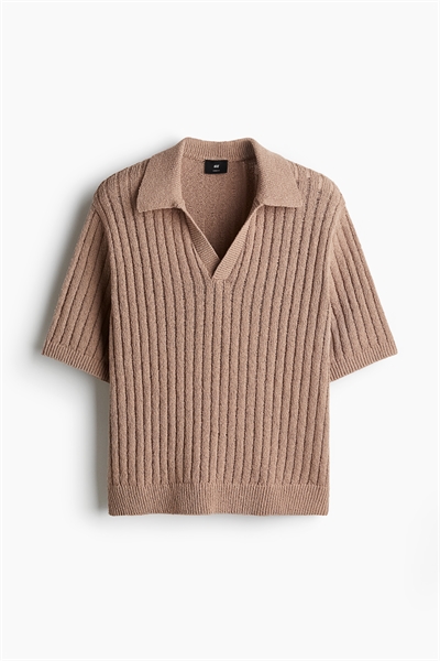 Рубашка-поло свободного покроя из трикотажа в рубчик артикул 1259987001