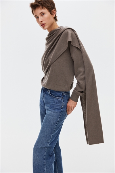 Джемпер с отделкой шарфом из кашемира артикул 1335849001