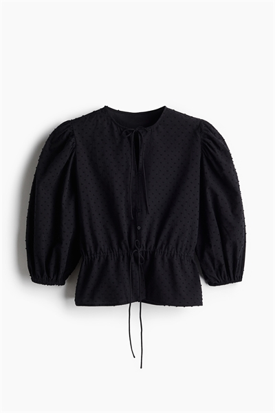 Блузка из хлопка с пышными рукавами артикул 1264057002