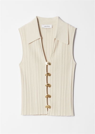 Танк-топ с воротником из трикотажа в рубчик артикул 1276363002