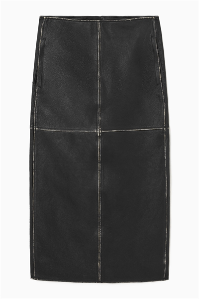 Кожаная юбка-миди из панелей артикул 1221792001