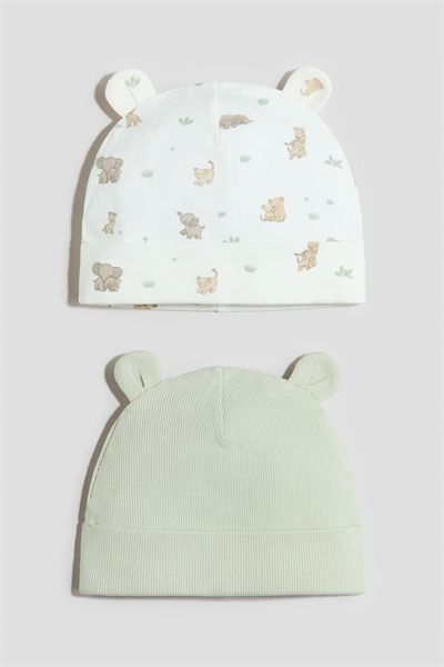 Ребристые шапочки с ушками из 2 штук артикул 1164281008