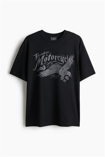 Свободный крой Футболка с принтом в винтажном стиле артикул 1225605007