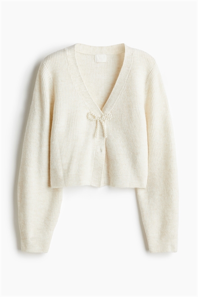 Кардиган в рубчик с декором в виде банта артикул 1247686001