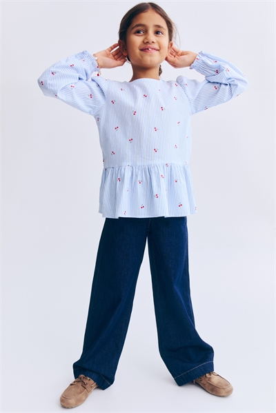 Блузка с баской из ткани «сирсакер» артикул 1318693001