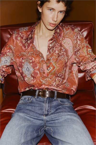 Хлопковая рубашка с принтом артикул 1322457001