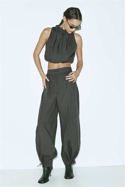 Брюки из поплина с широкими штанинами артикул 1329534001