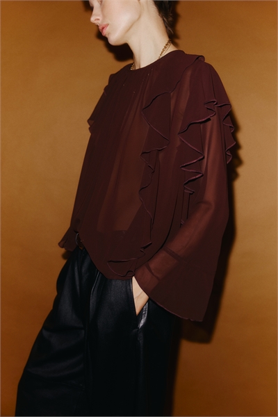 Прозрачная блузка с оборками артикул 1333514001