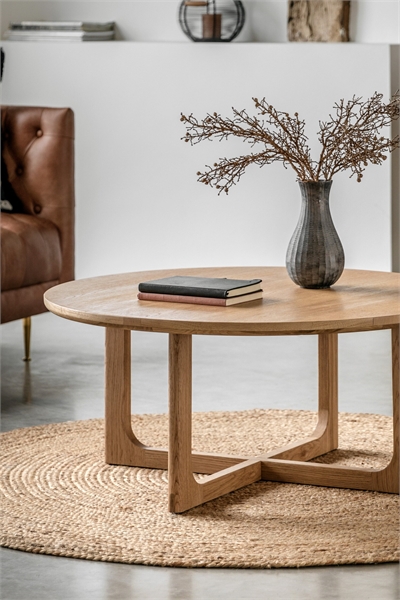 Деревянный круглый кофейный столик артикул 1312761001