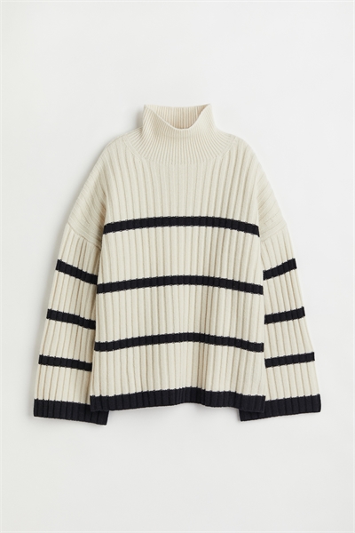 Вязаный свитер из шерсти с ребристой вязкой артикул 1026466002