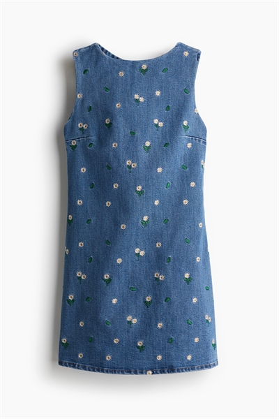 Вышитое джинсовое платье с открытой спиной артикул 1282227001