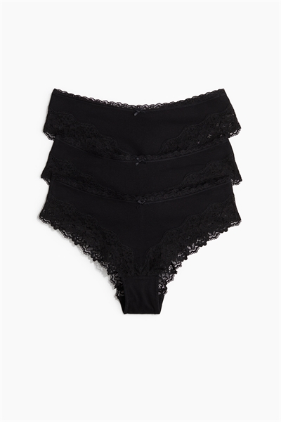 Трусы-хипстеры из хлопка и кружева, комплект 3 шт. артикул 1-01153224