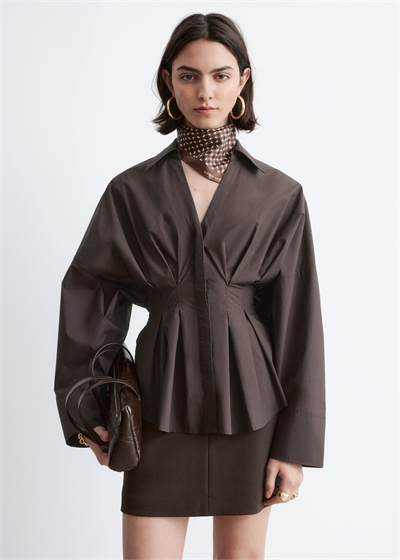 Хлопковая рубашка с облегающей талией артикул 1283476006