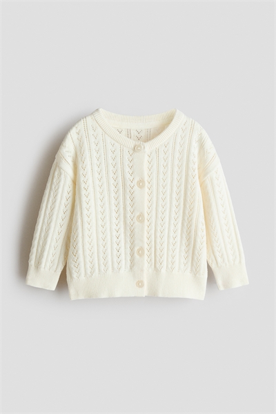 Кардиган из хлопка с узорчатой вязкой артикул 1230505010