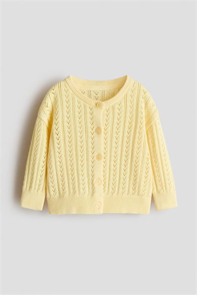 Кардиган из хлопка с узорчатой вязкой артикул 1230505012