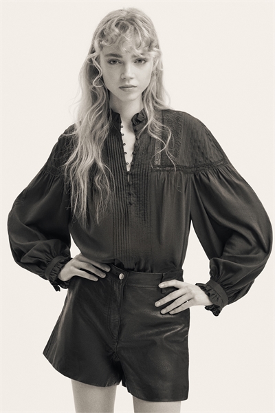 Блузка из хлопковой смеси с пинтуками артикул 1321153001