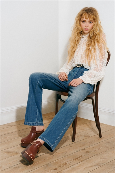 Джинсы с прямым кроем и высокой талией артикул 1329065001