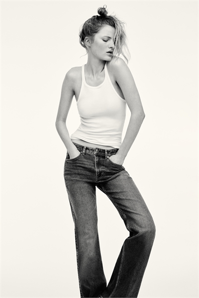 Расклешенные высокие джинсы артикул 1302894011