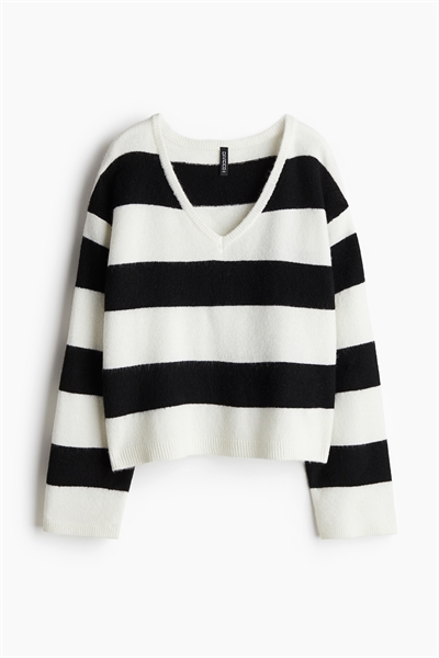 Джемпер с V-образным вырезом из тонкой вязки артикул 1262846008