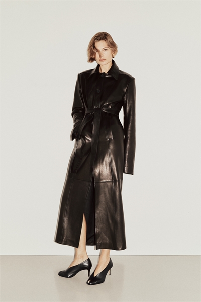 Кожаный плащ с поясом артикул 1336454001