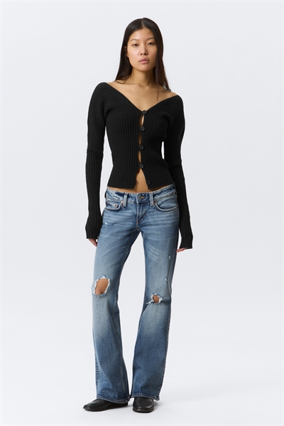 Джинсы с низкой посадкой, узкими брючинами и потертостями артикул 1328978001