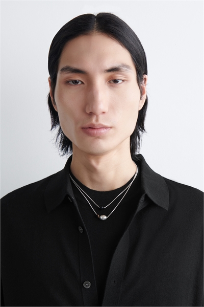 Ожерелье с двойной цепочкой и бусинами в виде камушков артикул 1322673001