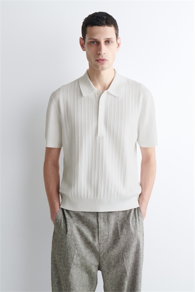 Хлопковая рубашка-поло с текстурированными панелями артикул 1319177001