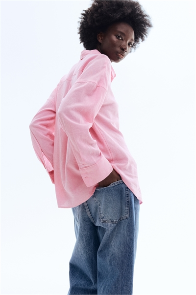 Рубашка из смесового льна оверсайз артикул 1311444003