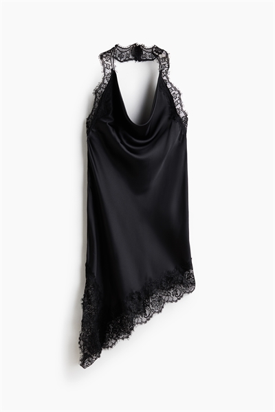 Атласное платье с завязками на шее артикул 1322271001