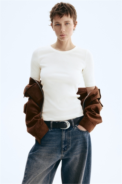 Топ из шелковой смеси с ребристой текстурой артикул 1326997001