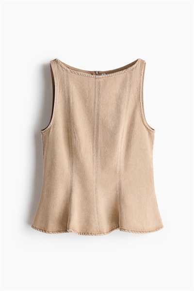 Джинсовый топ с баской артикул 1328352002