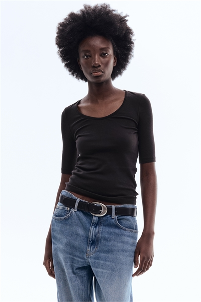 Топ из хлопка пима с круглым вырезом артикул 1335376003