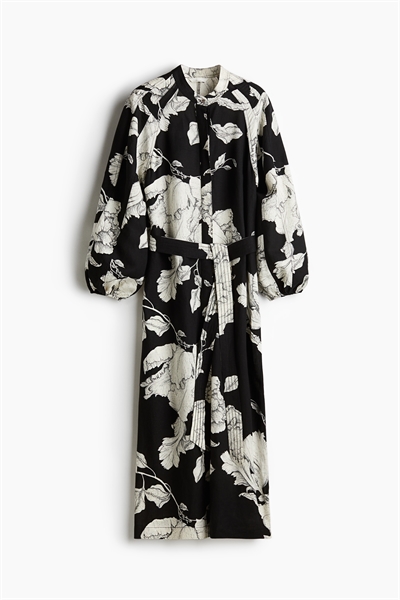 Платье с завязывающимся поясом из льняной смеси артикул 1265584004