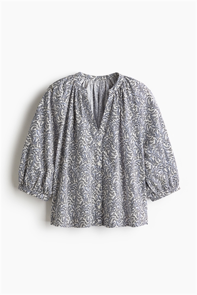 Блузка из поплина с воздушными рукавами артикул 1273994002